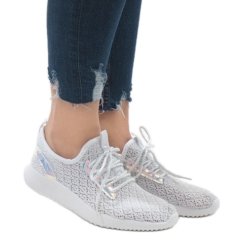 Calçados esportivos de malha branca G8347-1 branco