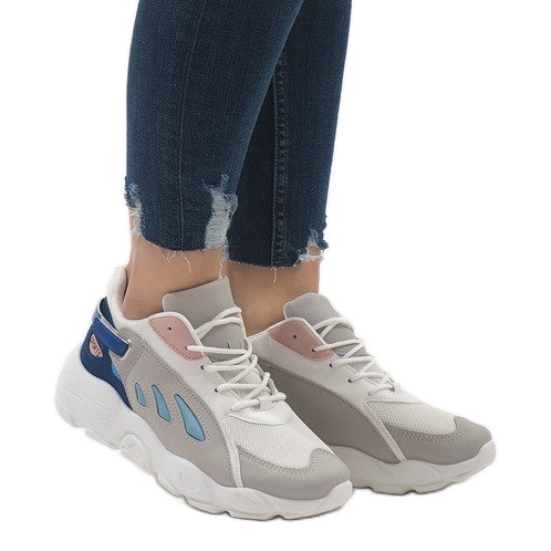 Sapatos esportivos da moda multicoloridos 9115 Blue branco rosa cinza
