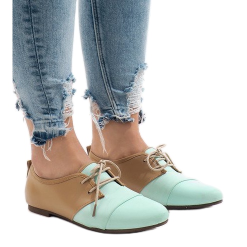 Sapatos de jazz com orifícios de menta sapatos Oxford 2 castanho verde