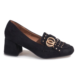 Bombas de camurça preta no poste LB-339 preto Bombas de camurça preta no poste LB-339 preto