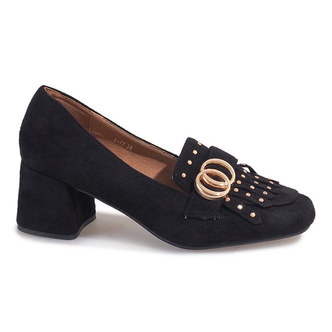 Bombas de camurça preta no poste LB-339 preto