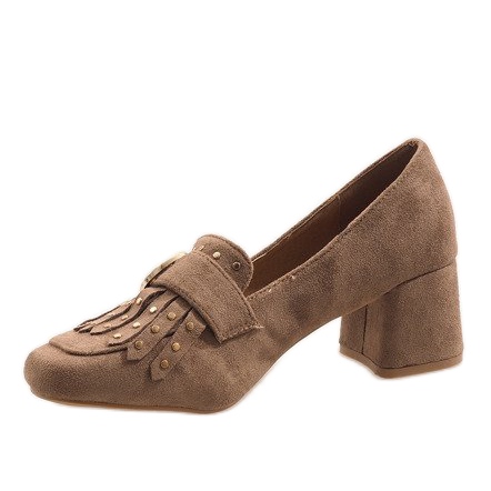 Inna Sapatos de camurça cáqui no poste LB-339 castanho