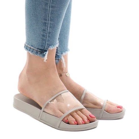 Chinelos transparentes cinza 815