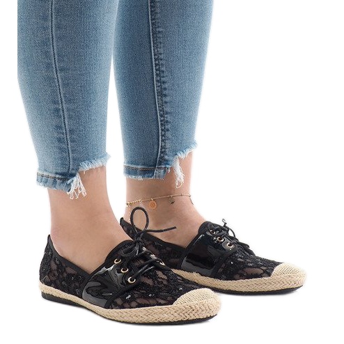 Sapatos de jazz pretos abertos YW-888