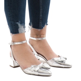 Sandálias prateadas de salto alto 1702-2 cinza Sandálias prateadas de salto alto 1702-2 cinza