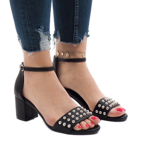 Sandálias pretas de salto alto 173-856 preto