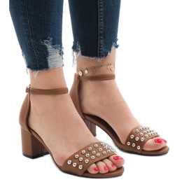 Sandálias de salto alto camelo 173-856 marrom