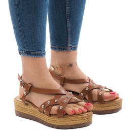 Sandálias alpargatas camelo na plataforma 314-2B castanho