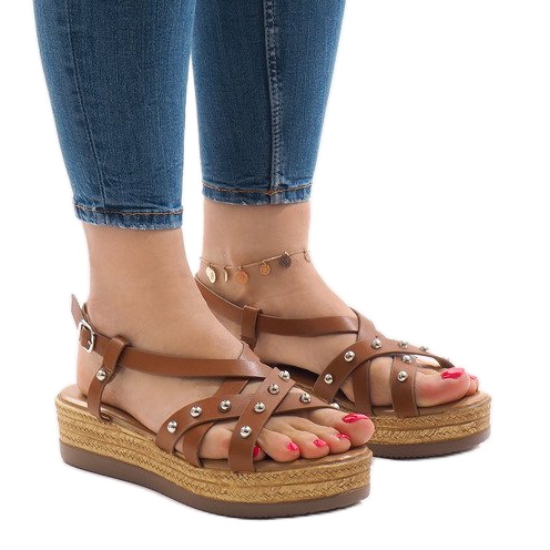 Sandálias alpargatas camelo na plataforma 314-2B castanho Sandálias alpargatas camelo na plataforma 314-2B castanho