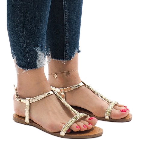 Sandálias douradas decoradas com SY-644 dourado