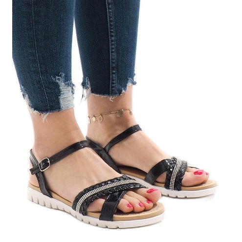 Sandálias pretas com lantejoulas G-515-01 preto Sandálias pretas com lantejoulas G-515-01 preto