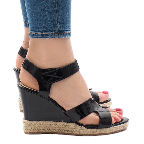 Sandálias pretas de cunha LWF-5H5670 preto
