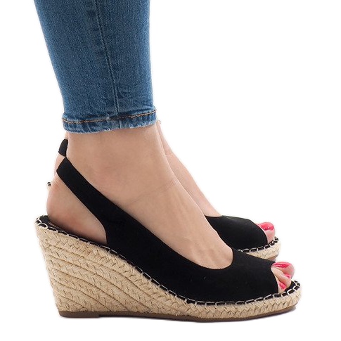 Sandálias pretas de cunha 2894 preto