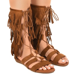 Sandálias de gladiador rasas marrons D-41 marrom