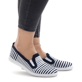 Tênis listrado azul marinho XJ-2909 branco azul-marinho