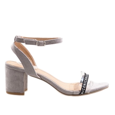 Sandálias cinza no poste camurça S-7347 bege