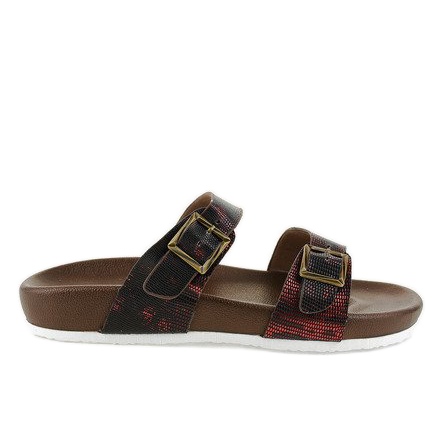 Chinelos vermelhos e marrons com fivela GA735 castanho Chinelos vermelhos e marrons com fivela GA735 castanho