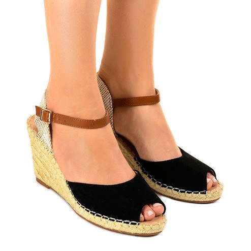 Sandálias pretas de cunha 2895 preto