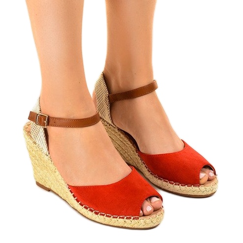 Sandálias de cunha vermelha 2895 vermelho