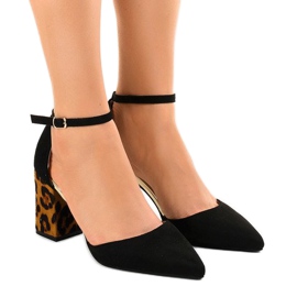 Salto alto camurça preta FR276 marrom preto