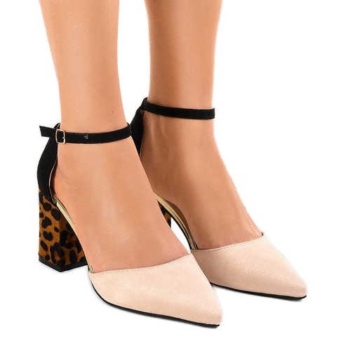 Salto alto camurça bege FR276 castanho preto