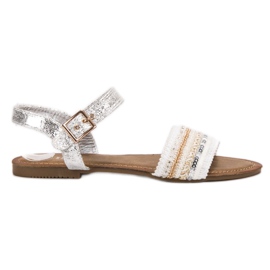 SHELOVET Sandálias Com Lantejoulas branco