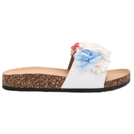 SHELOVET Chinelos brancos com flores