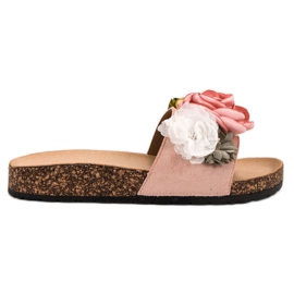SHELOVET Chinelos de pó com flores rosa