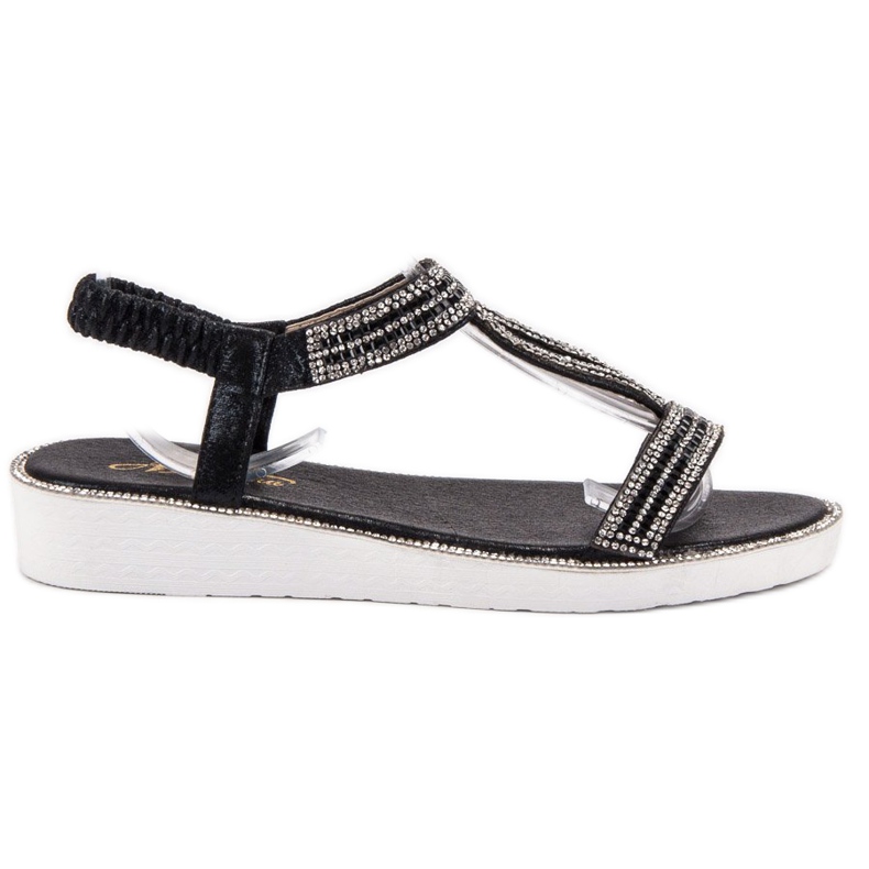 SHELOVET Sandálias de cunha com elástico preto