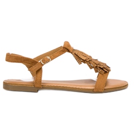 Mannika Sandálias Camel Com Franjas castanho