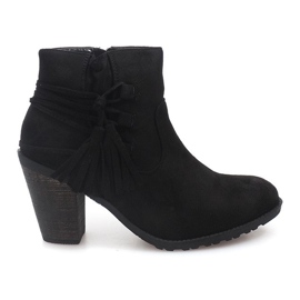 Botas de camurça em barra com franjas 1631-1 pretas preto