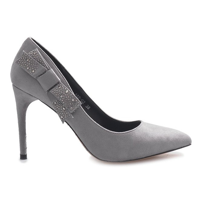 Salto cinza com laço bordeaux