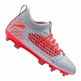 Chuteiras Puma Future 4.3 Netfit Fg / Ag Jr 105693-01 multicolorido cinza