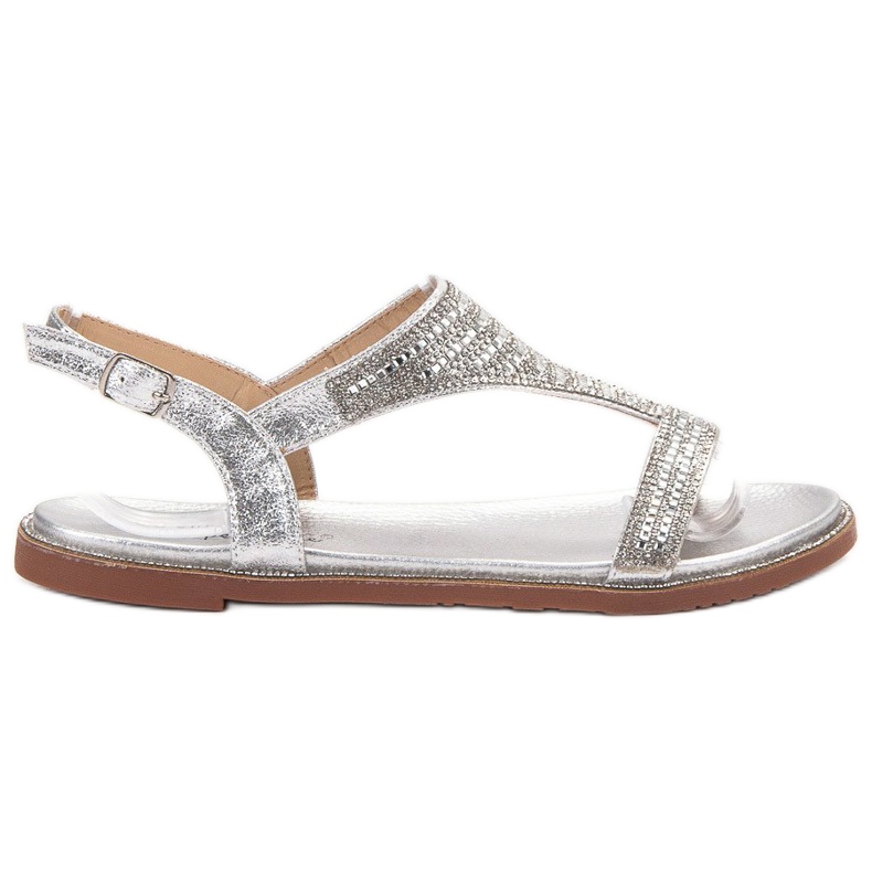 Super Mode Sandálias prateadas elegantes cinza