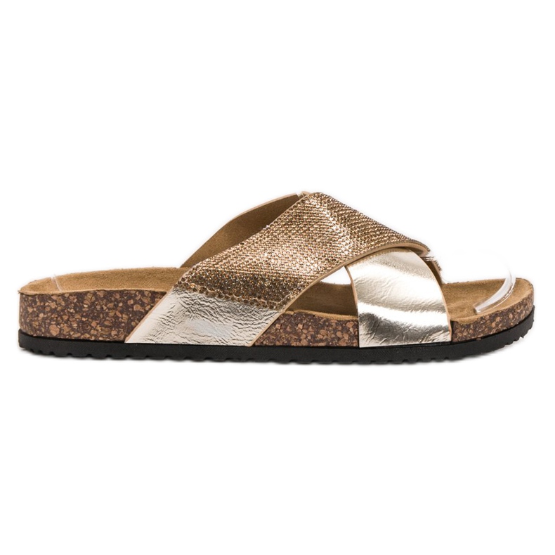 SHELOVET Chinelos clássicos dourados