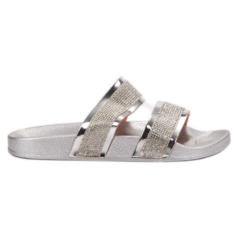 Erynn Chinelos prateados cinza