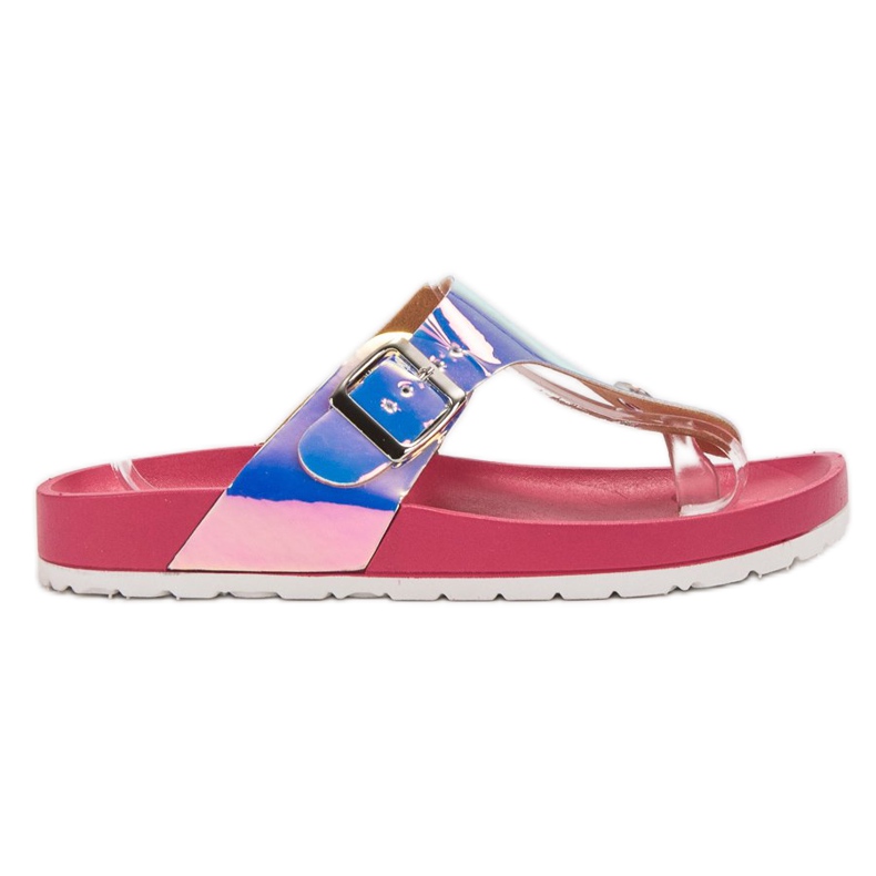 Ideal Shoes Flip-flops de holo-efeito rosa
