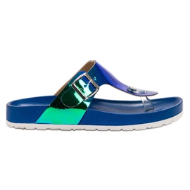 Ideal Shoes Flip-flops de holo-efeito azul