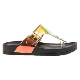 Ideal Shoes Flip-flops de holo-efeito preto Ideal Shoes Flip-flops de holo-efeito preto