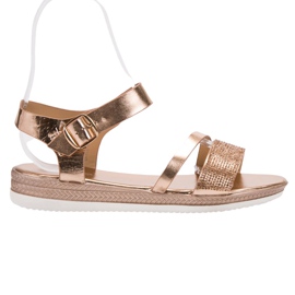 SHELOVET Sandálias elegantes com zircônia cúbica rosa amarelo