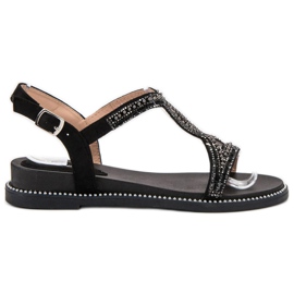 Bello Star Sandálias de camurça com cristais preto