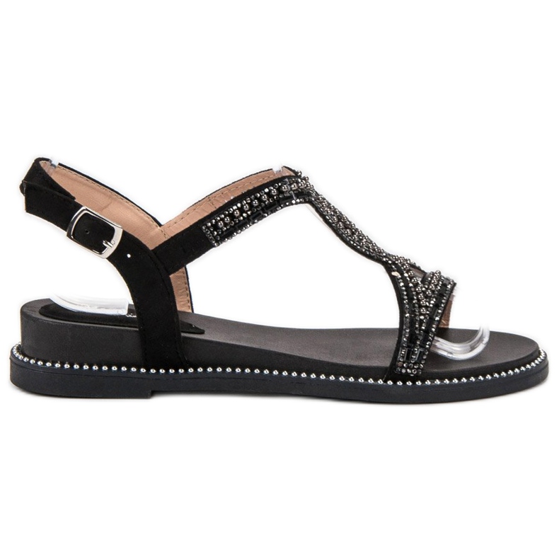 Bello Star Sandálias de camurça com cristais preto