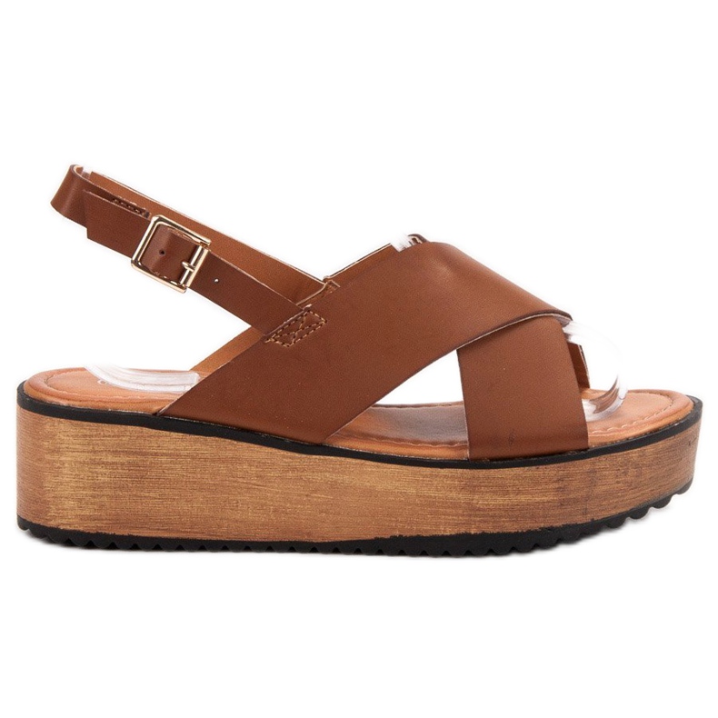 SHELOVET Sandálias na plataforma castanho