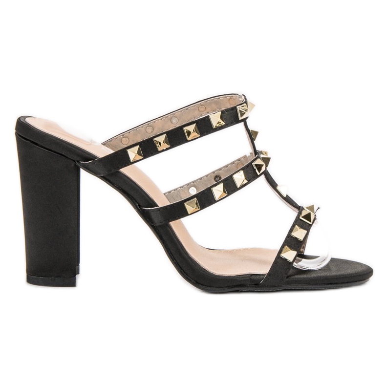 SDS Sandálias de rock em salto alto preto