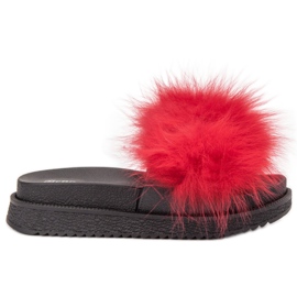 SHELOVET vermelho Chinelos Com Peles