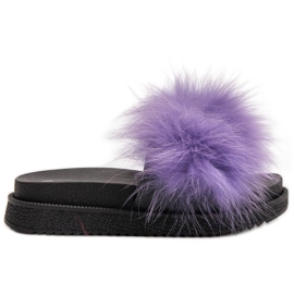 SHELOVET roxo Chinelos Com Peles