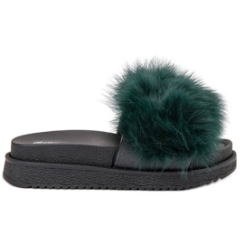 SHELOVET verde Chinelos Com Peles