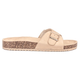 SHELOVET Chinelos de camurça com fivela marrom