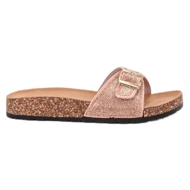 Marquiz Chinelos brilhantes com fivela rosa