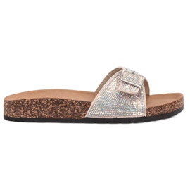 Marquiz Chinelos brilhantes com fivela castanho
